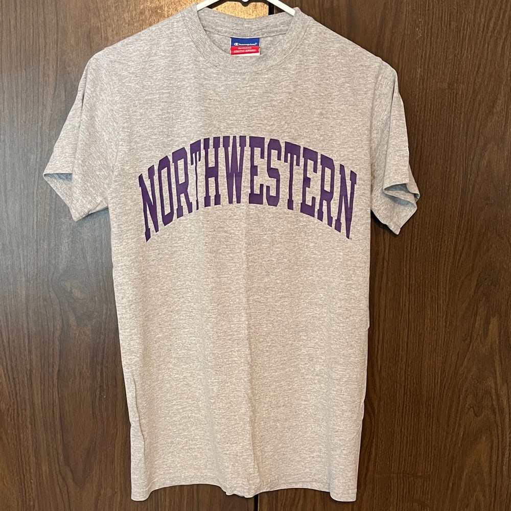 Champion Heather Gray and Purple Northwestern University Tee